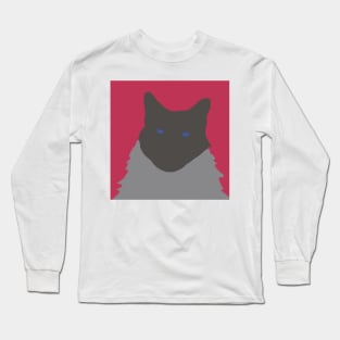 Maine Coon Cat Abstract with Background in Viva Magenta Long Sleeve T-Shirt